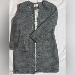Women's Black and White Tweed Coat - IT 42